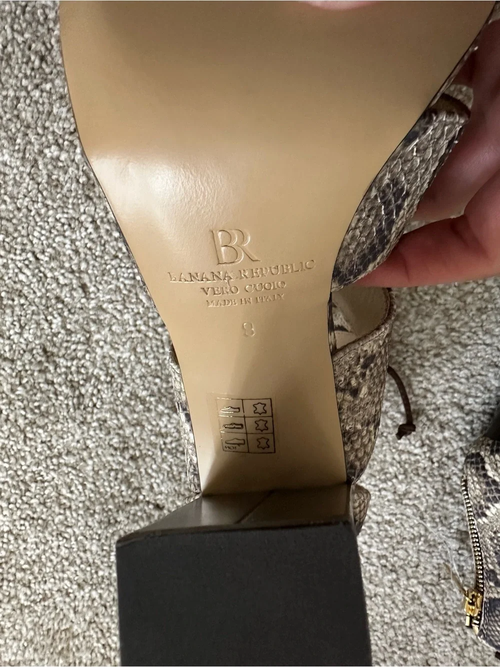 Banana Republic Python-Print Leather Block Heel Gladiator Sandals